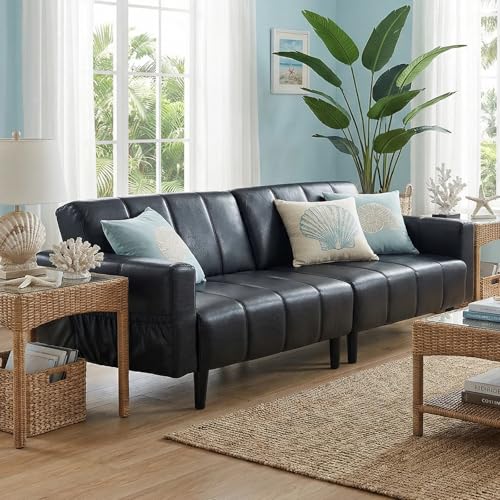 Consejos para Comprar Sala Piel del mes. 43 GULFXDS - Sofá de piel sintética de 83 pulgadas para sala de estar, moderno de mediados de siglo, cómodo sofá convertible con respaldo ajustable para oficina, departamento,...