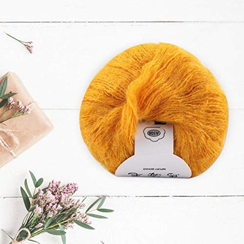 Tomotato Mohair Wool Yarn, Soft Angora Knitting, Long Mohair Pashm, DIY Shawl Scarf, Crochet Thread Supplies (Yellow) - Image 4