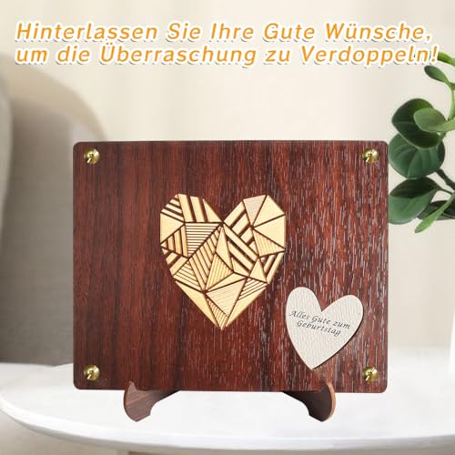 ASOFTY Geldgeschenk aus Holz, Geburtstagswünsche, Lustige Geburtstagsgeschenke Verpackung Mit Grußkarten und Umschlag für Kinder und Erwachsene
