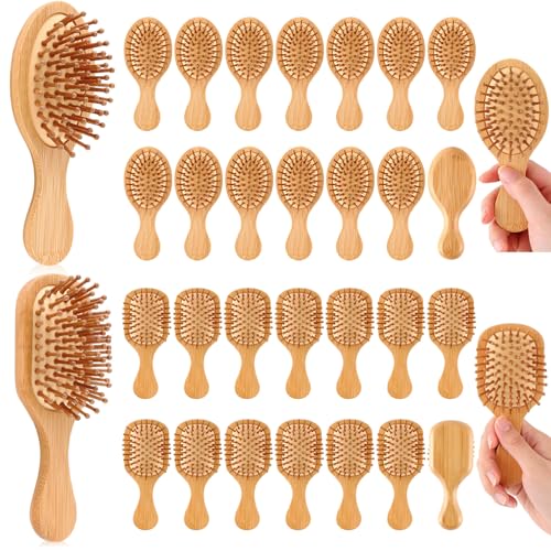 Mini brosse à cheveux en bambou pour cadeau d'invité de mariage et fête prénatale