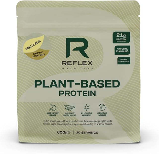 Reflex Nutrition Plant Based Vegan Protein Powder with B12 | Great Taste | (Vanilla Bean, 600g)