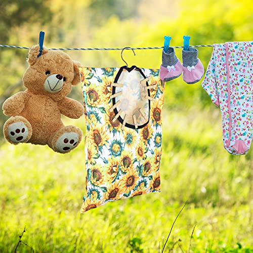 2 Pcs Sunflower Clothes Pin Bag Clothespin Holder 15 X 11 Inch Clothes Pin Hanging Bag with Hanging Hook Waterproof Clothes Line Bag Clothes Pin Storage Organizer for Outdoor Wardrobe and Laundry Room - Image 5
