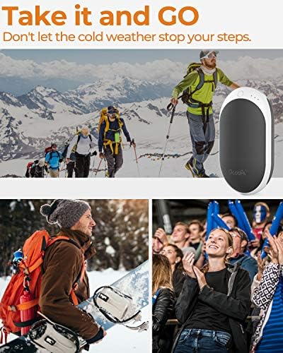 OCOOPA Hand Warmers Rechargeable, 7800mAh Long-Lasting Heating Electronic Hand Warmer, Body Warmer Battery Powered Great for Camping, Hunting, Warm Gift, Power Plus,1-Pack