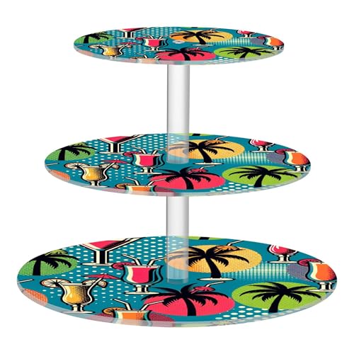PYBUG Cocktail 3 Tier Acrylic Cupcake Stands Tower,Dessert Table Display Set for Tea Party,Wedding,Birthday, Baby Shower