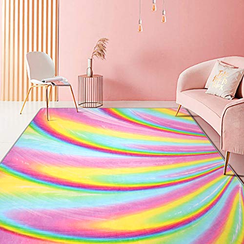 PartyKindom Kids Rug for Girls Room with Non-Slip Design - Rainbow Area Rugs for Children Kids Bedroom Play Room Nursery Colorful Fluffy Carpet Home Decor (5 x 6.5 Ft) - Thumbnail 7