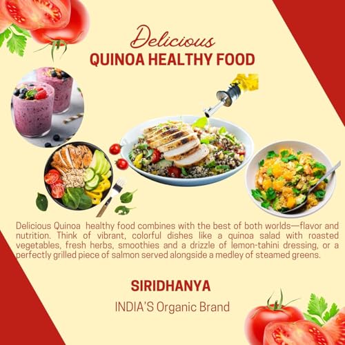 Image of Siridhanya Unpolished Quinoa Whole Grain, 900g, Pack of 1 | Gluten Free, Rich in Protein, High in Iron & Fiber, Naturally Grown from Andhra Pradesh, Including Jar
