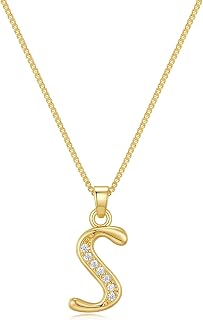 Initial Necklace for Women, 18K Gold Plated Letter Necklace Pendant, Dainty Personalized Name Necklace with Box Chain, Trendy Jewelry Gift for Mom, Sister, Best Friend, Birthday Mothers Day