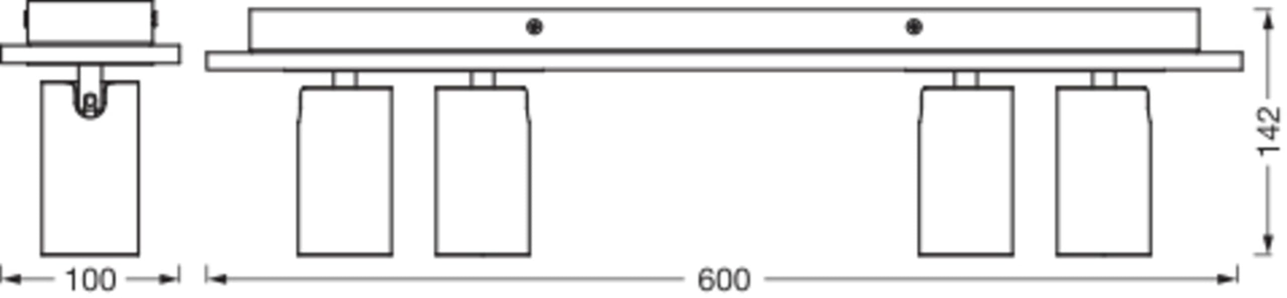 Osram DECOR Spot Mercury, 4 x 3,4 W, 920 lm, effetto legno, bianco, faretto, teste regolabili, versatili, faretto interno, lampadine LED sostituibili, luce bianca calda, GU10