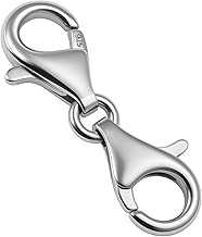 MYBEAD 925 Sterling Silver Chain Clasp, Double Carabiner 19 mm for Chains Bracelets Necklaces Replacement and Repair Carabiner DIY Jewelry Accessories