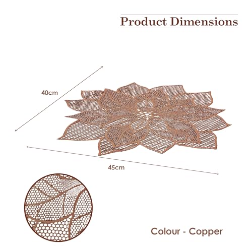 Image of Kuber Industries 4 Pcs Set Leather Side Table Mats | Washable Placemat /Dining Table Mat for Wedding and Family Functions | Patta Design - Copper