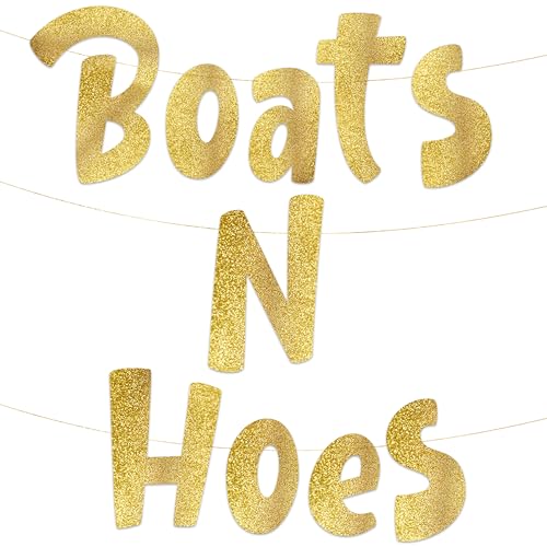 Funny Bachelorette and Bachelor Party Gold Glitter Banner - Nautical Themed Bachelor and Bachelorette Party Decorations, Favors and Supplies