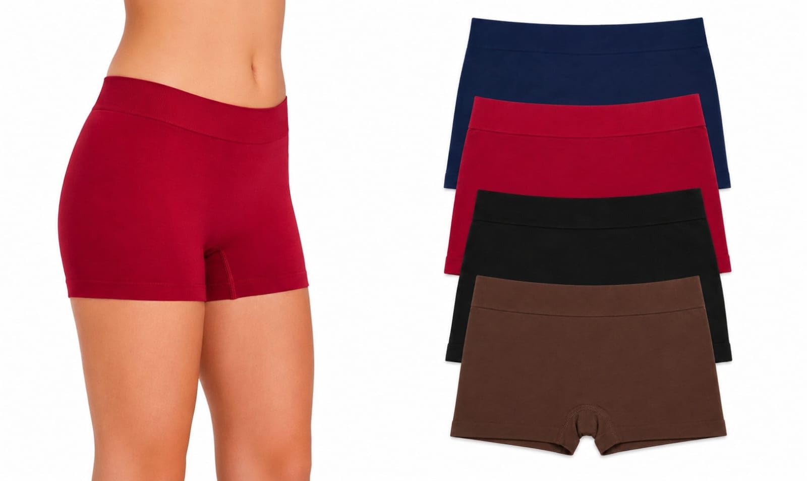 Women Seamless Boyshort Panty for Women | Stretchable Soft Inner Shorts for Girls | Anti-Chafing Mid Waist Boyleg Underwear | (Multicolor Pack of 2 & 4)-picture-14