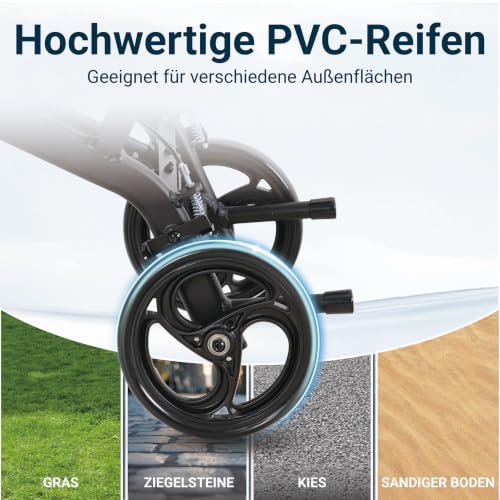 AEVITAL Rollstuhl Faltbar Leicht Transportrollstuhl Aluminium Klappbar Rollstühle Schmaler Rollstuhl Ergonomisches Design, kompakt für Reisen und Wohnung, Belastbarkeit 136 kg (Schwarz)