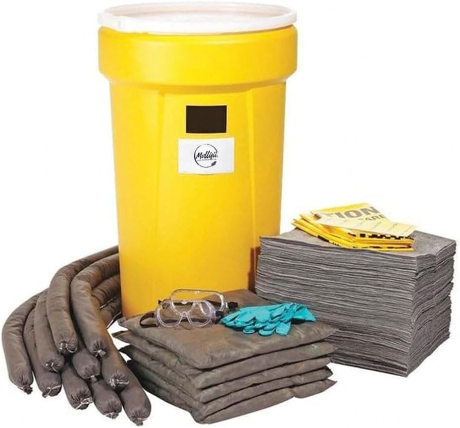 Spill Kit - 52 Gallon Volume Absorbed - 55 Gallon Container Capacity - Yellow - 144 Components