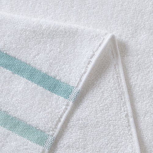 Comfort Spaces Cotton 8 Piece Bath Towel Set Striped Ultra Soft Hotel Quality Quick Dry Absorbent Bathroom Shower Hand Face Washcloths, Multi-Sizes, Zero Twist Aqua 8 Piece #TOP5