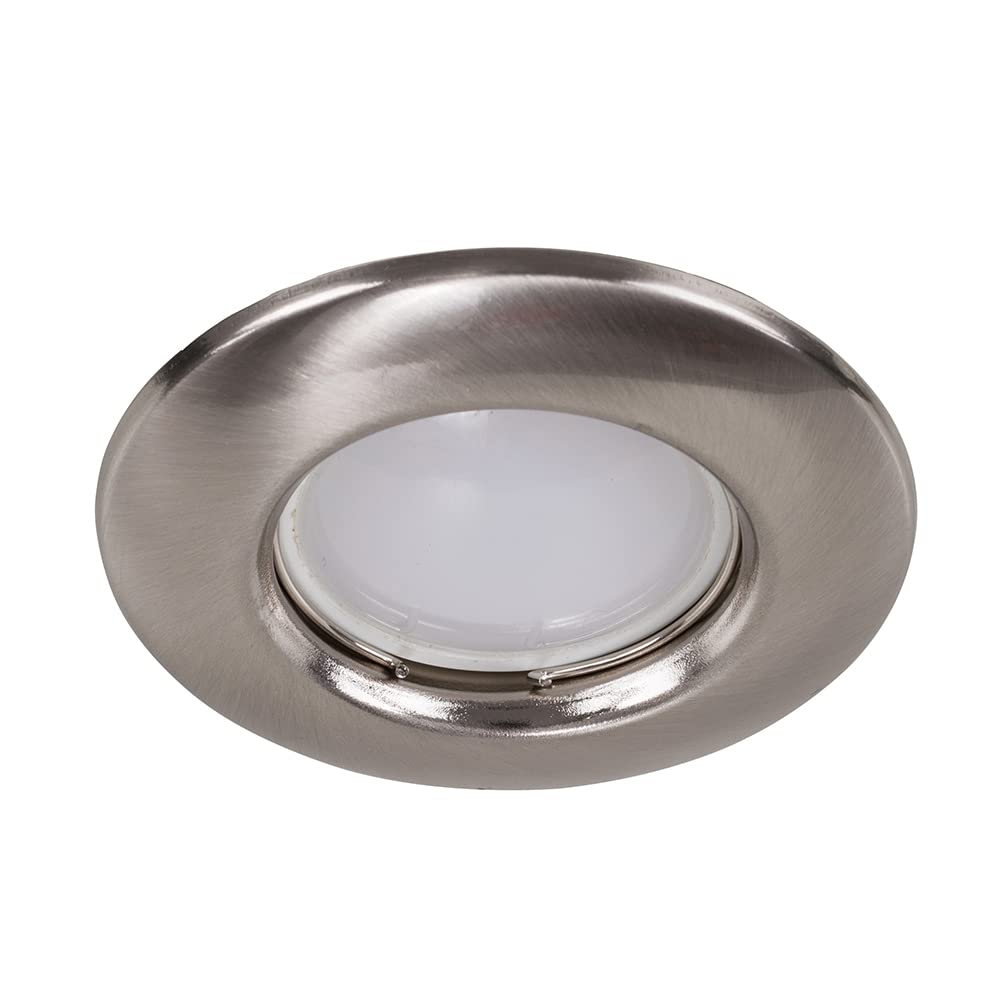 MiniSun | Modern Brushed Chrome Recessed Ceiling Downlight | Ceiling Spots, Home Décor & Improvement Essential | Includes Bulb [Cool White] | Mains Wired