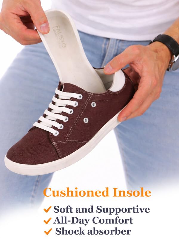 Image of FAUSTO Men Casual Classic Canvas /Fabric Sneaker Shoe | Lightweight Comfort Insole | Everyday 6-Eye Lace Up Shoes with Anti Skid TPR Sole