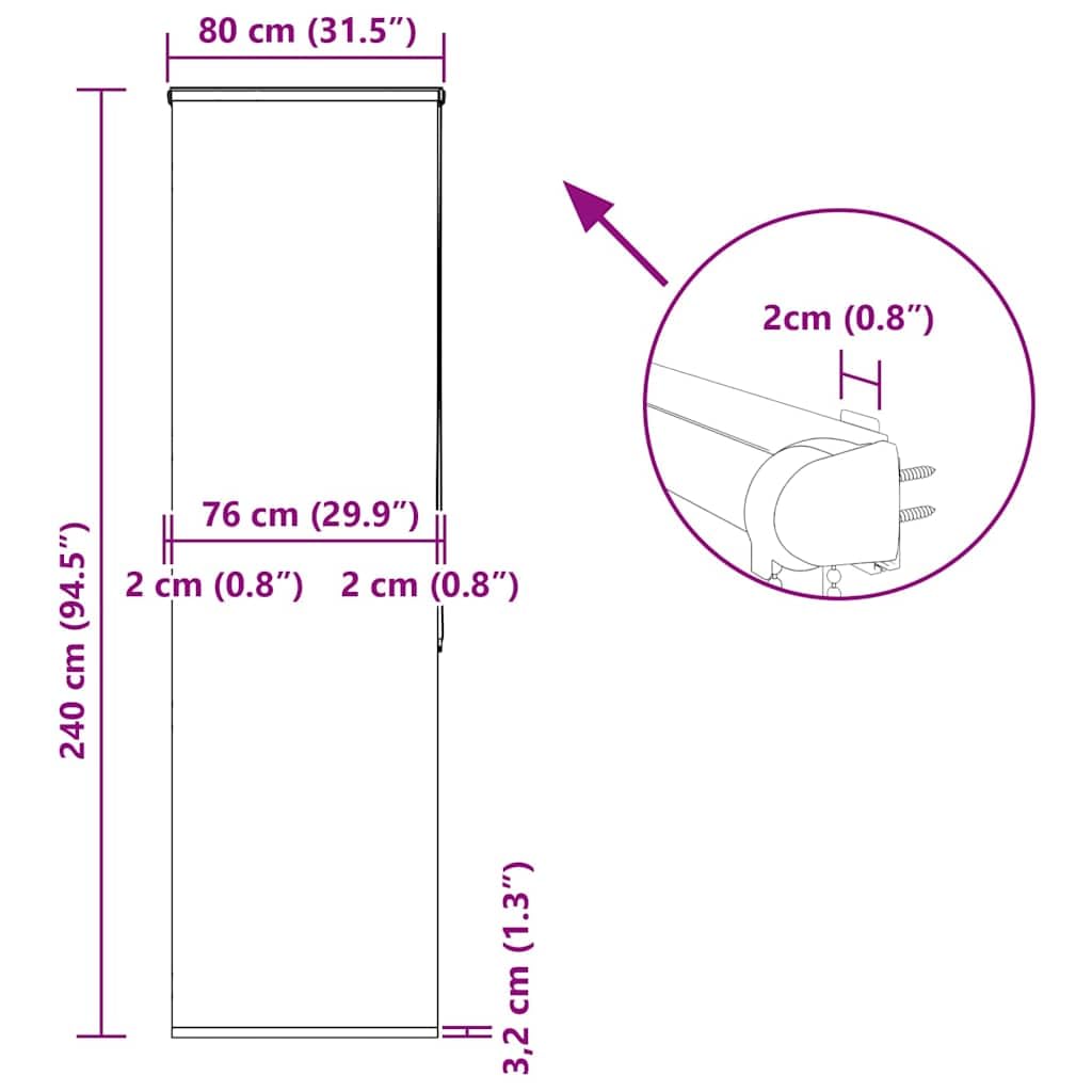 Tenda a rullo per doccia con cassetta, 80 x 240 cm, larghezza del tessuto 76 cm, in PEVA, impermeabile, con connettore a catena, guida in alluminio, salvaspazio, protezione dagli sguardi