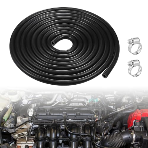 Riisoyu 3 Metros Manguera de vacío de silicona, Manguera de Vacio Automoción 3mm Diámetro Interior y 7 mm Diámetro Exterior Tubo de Vacío Alta Temperatura con 2 Abrazaderas para Coche Aire o Agua