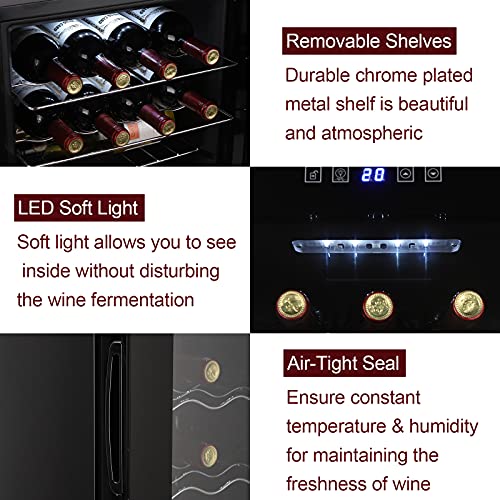 Winado 16 Bottle Compressor Wine Cooler Refrigerator W/Adjustable Temperature, Freestanding Compact Mini Wine Fridge With Digital Control & Removable Shelves #TOP4