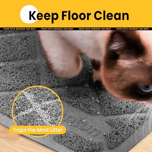 Image of Conlun Cat Litter Mat Litter Trapping Mat, 30 inch x 20 inch Premium Durable PVC Grid Mesh with Scatter Control, Non-slip, Less Waste Cat Litter Box Mat, Soft on Kitty's Paws, Urine Waterproof