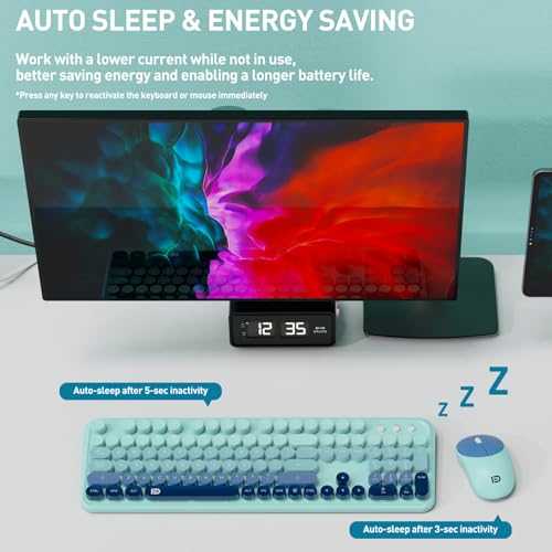 Image of FD 2.4GHz Wireless Keyboard and Mouse Set with Switch Button - Full-Size Keyboard - Compatible for Windows /Laptop /PC /Notebook /Smart TV and More - Indigo Blue Colorful