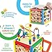 Wooden Activity Play Cube 6 in-1 for Baby with Removable Bead Maze, Shape Sorter, Abacus Counting Beads & Numbers, Sliding Shapes, 8Pcs Stacking Cups – Play22