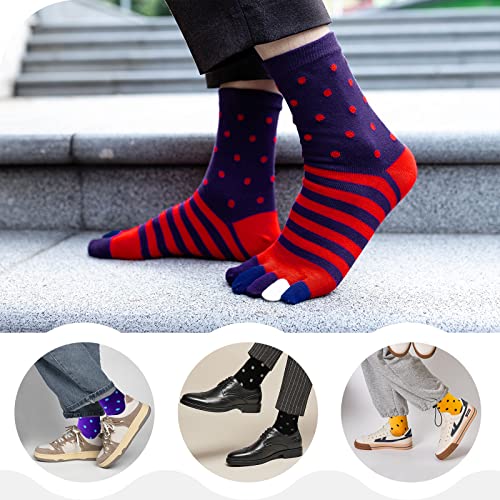Hellomamma Toe Socks Mens Five Finger Striped Sock Running Athletic Cotton Ankle Sox 5 Pairs3