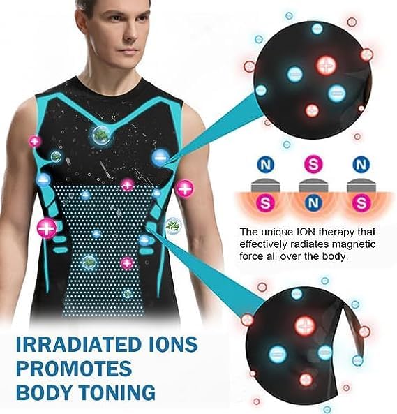 Vista 6 de UIRPK Biowang 2023 - Camisa sin mangas con forma iónica, camisa Biowang, chaleco moldeador iónico Energxcel para hombre (2-A, XL)
