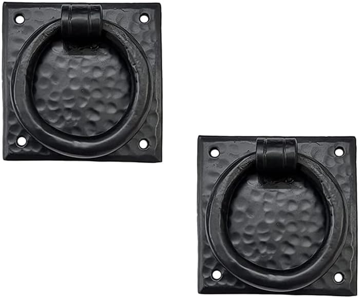 Adonai Hardware 3.6" "Jathniel" Antique Heavy Duty Cast Iron Front Entry Sturdy Stylish Hammered Ring Door Knockers for Vintage Wooden Barn Shed Doors, Gates, Fences, Furniture and Farmhouse