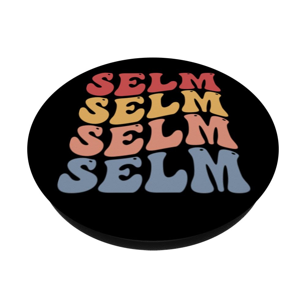 Selm City Groovy Retro PopSockets Swappable PopGrip, Black - Image 2