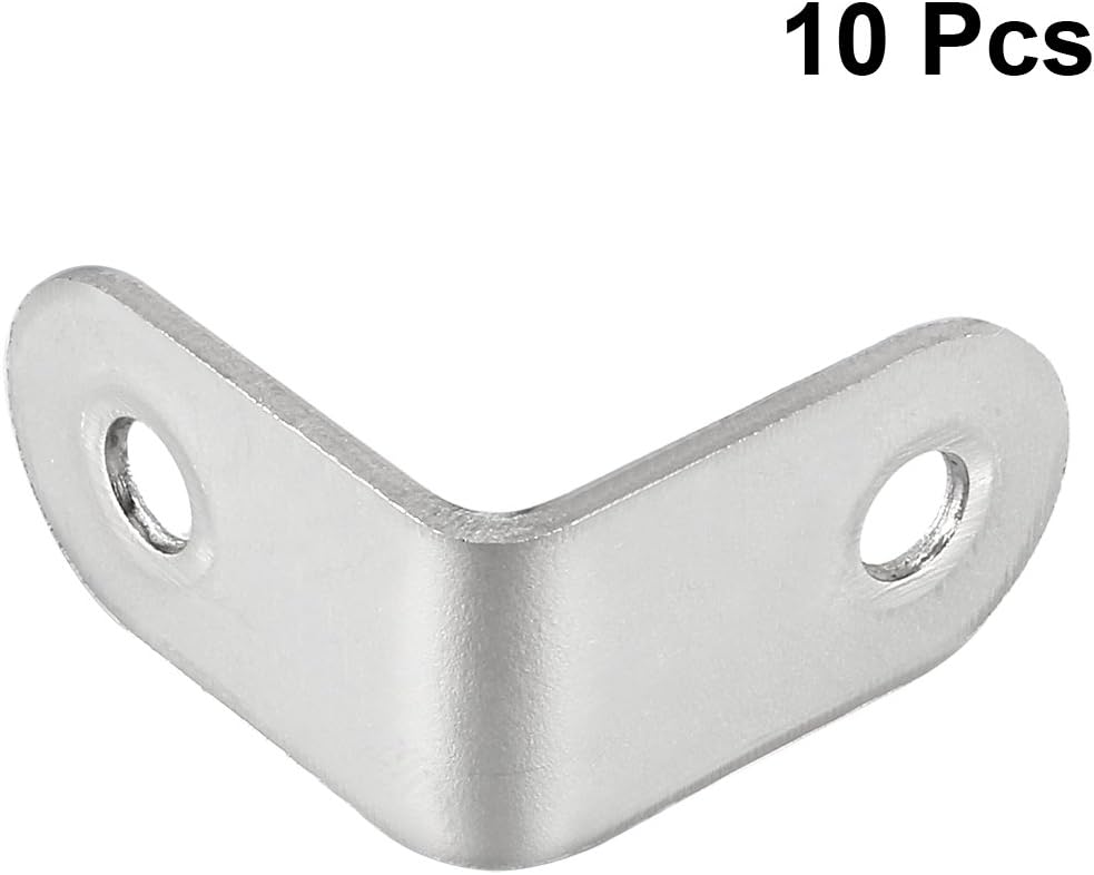 uxcell Stainless Steel Shelves Corner Brace 25mmx25mmx16mm, Joint L Shape Right Angle Corner Fastener Joints Support Bracket, Pack of 10
