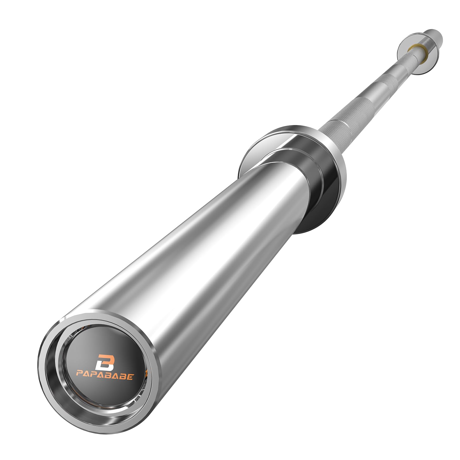 PAPABABE Barbell, 7ft Olympic Barbell 45lb Solid Chrome, 2-Inch Sleeves with Hybrid Needle Bearings & Bushings, 1000lbs Capacity Home Gym Bar for Stable Training (Silver)