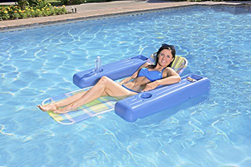 Poolmaster Caribbean Retro Floating Chaise Pool Lounge Chair for Adults, Plaid by Poolmaster - Image 2