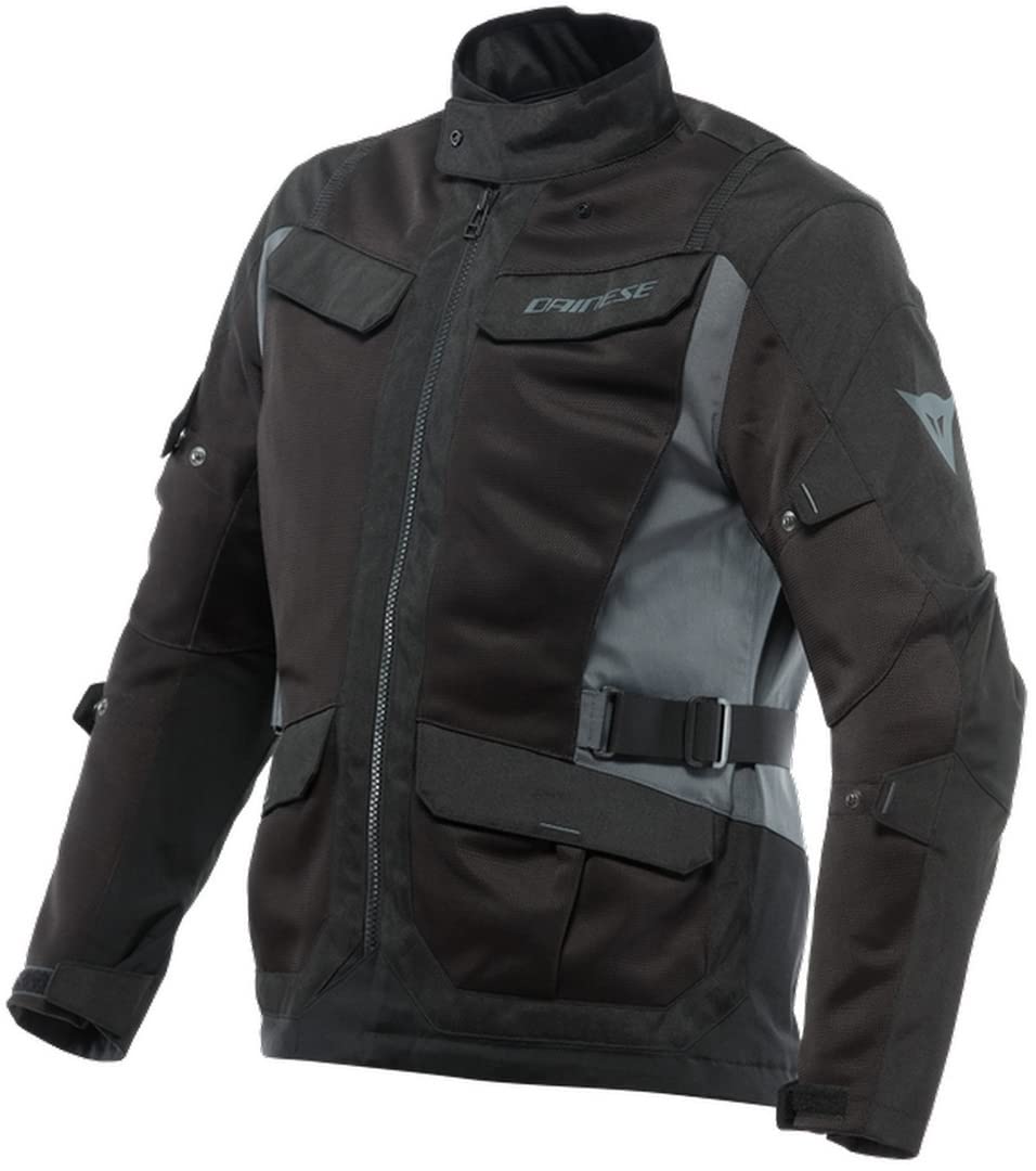 Dainese Black Grey Desert Tex Motorcycle Textile Jacket, Black-Grey, Size 54