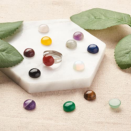 Kissitty 30Pcs/Box Half Round Natural & Synthetic Gemstone Cabochons 15 Styles Energy Healing Stone Cabochons For Diy Jewelry Making Crafts 10X4-5Mm #TOP6