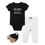 Little Treasure Unisex Baby Cotton Bodysuit, Pant and Shoe Set, Classy, 9-12 Months