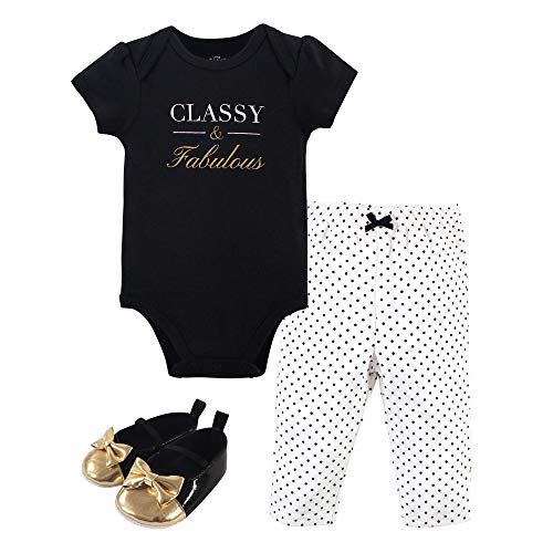 Little Treasure Unisex Baby Cotton Bodysuit, Pant and Shoe Set, Classy, 9-12 Months
