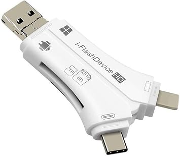 Card Reader, 4 in 1 i-Flash Device SD Memory Card Adapter for Cellphone,PC,ECT white