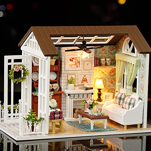 Kit maison de poupée miniature à monter soi-même puzzle 3D bois avec LED