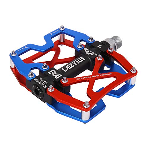 Image of MZYRH Mountain Bike Pedals, Ultra Strong Colorful CNC Machined 9 /16 inch Cycling Sealed 3 Bearing Pedals