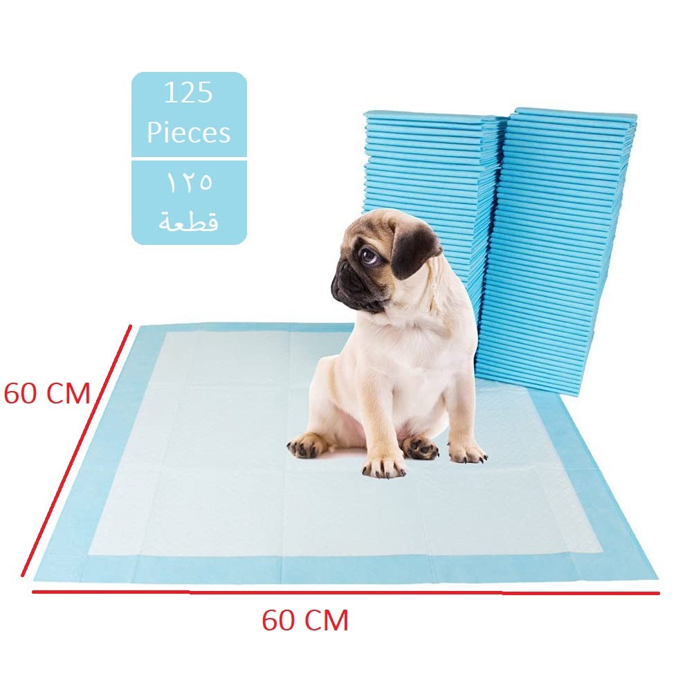 Cherry Medical Supply 125-Pieces Packed in 5 Pouches 60 cm x 60 cm Pet Training Pads & Puppy Pads Super Absorbent Pee Pads for Dogs, Leak-Proof Potty Training Pads for Puppies Cats Rabbits Pet Pads