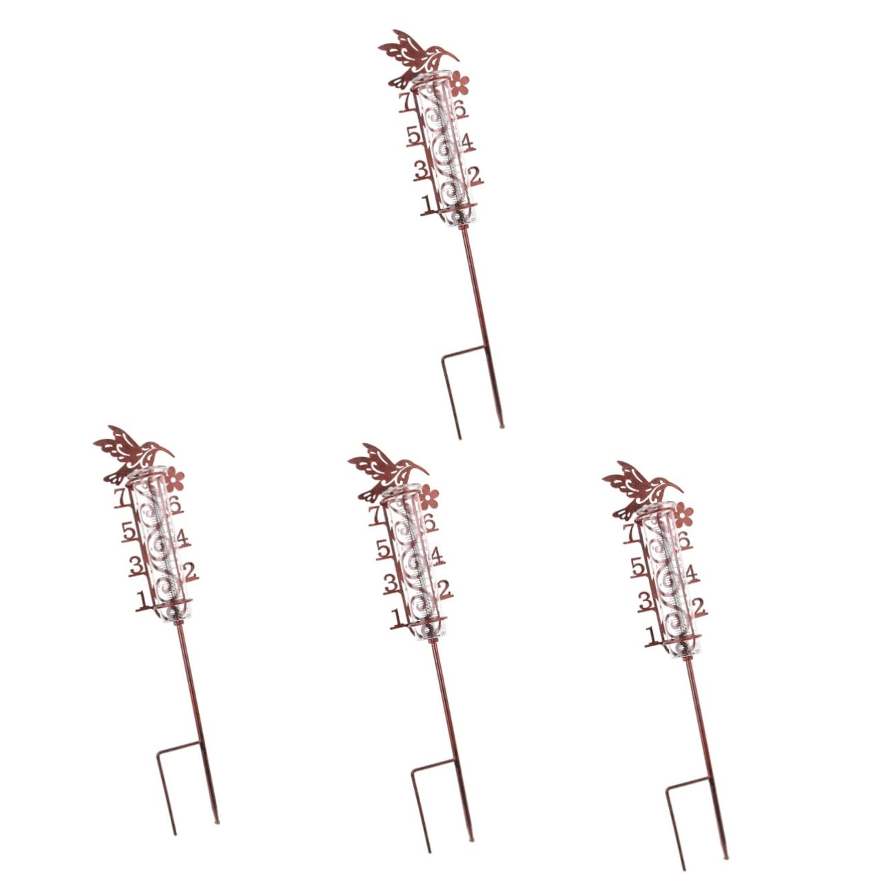 ULTECHNOVO 4pezzi Misuratore Di Pioggia Decorativo Da Esterno Con Picchetto Metallo Strumento Di Misurazione Per e Cortili Facile Da Installare e Leggere Capacità Di Design Unico