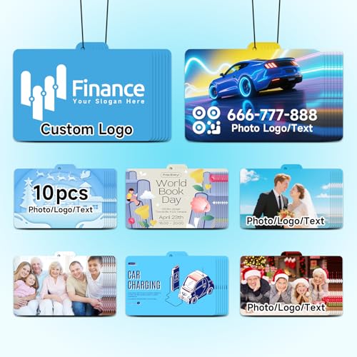 Image of Bulk Custom Car Air Fresheners with Logo or QR Code | Personalized Branded Gifts; 10-1000 Pcs Bulk Orders; Double-Sided Print; Scent Choice Available; Horizontal rectangle Shape