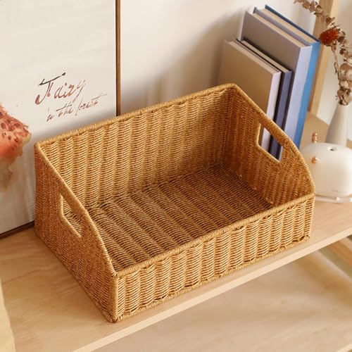 Cesta de almacenamiento de ratán sintético rectangular grande KESOTO 5