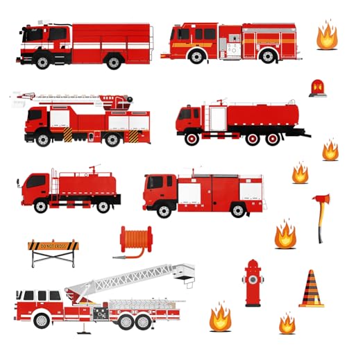Vinilos decorativos de camiones de bomberos, 2 hojas