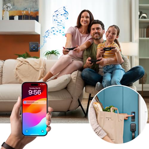 WIFI Türklingel Funk, Funkklingel Aussen Wasserdicht Kompatibel mit Smartphone App, 0-110dB Laute Klingel Haustür mit 32 Melodien, Doorbell mit Fernbenachrichtigung, Haustürklingel mit LED-Blitz