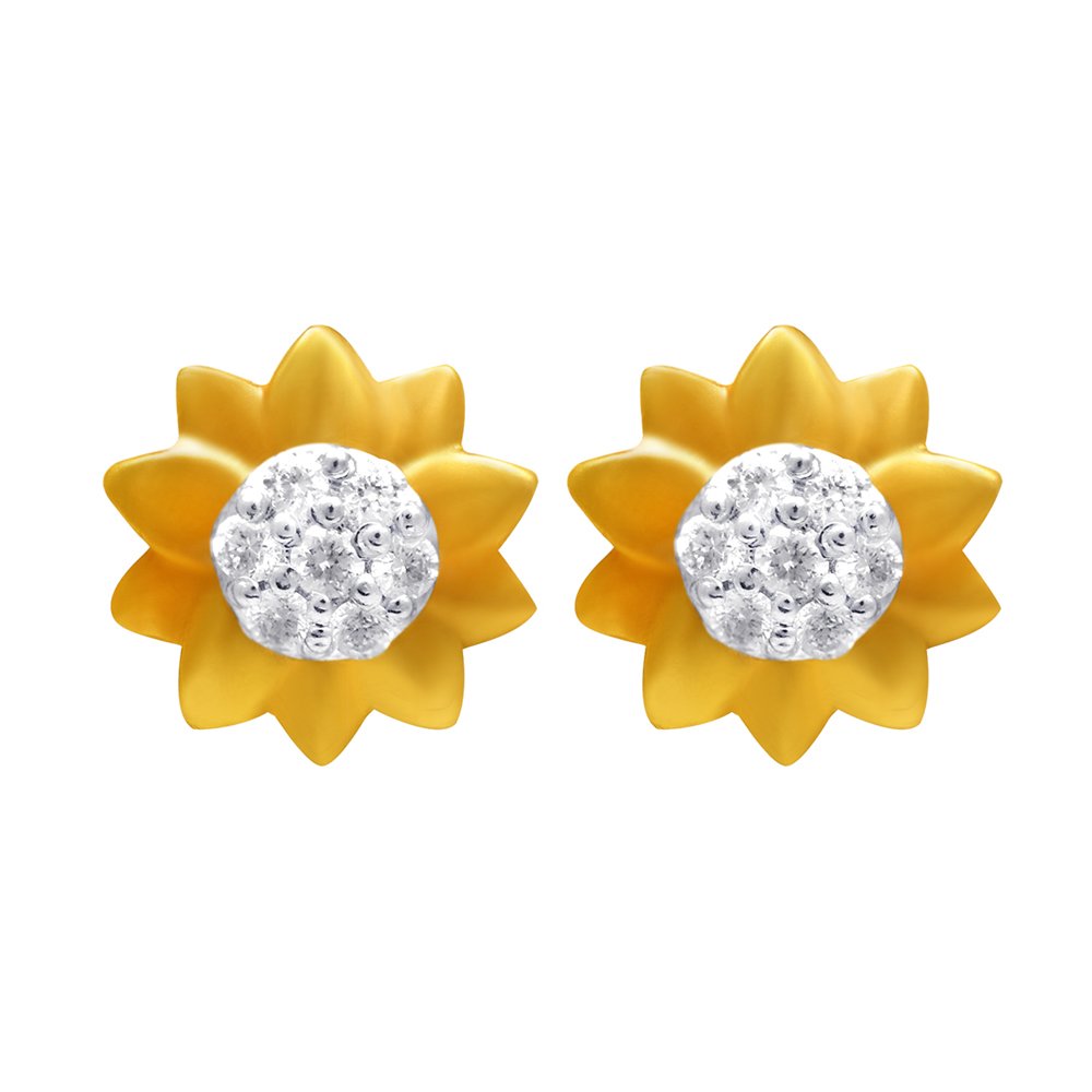 joyalukkas Women's & Girl's Pride Diamond Collection 18K (750) Yellow Gold And Diamond Stud Earrings-picture-2