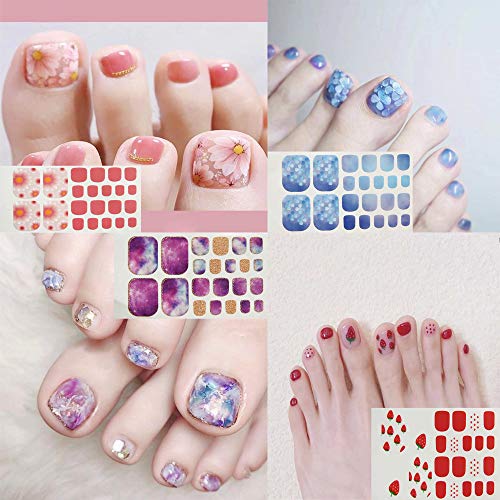 Silpecwee 20 Sheets Adhesive Toenail Polish Wraps Stickers Flower Marbling Nail Strips Decals Manicure Accessories For Women 1Pc Nail File #TOP5