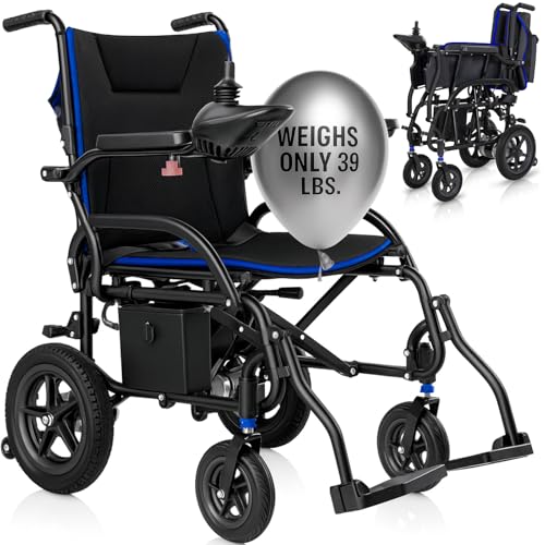 Vive Lightweight Electric Wheelchair for Adults - Foldable...